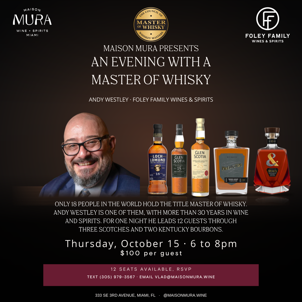 An Evening with a Master of Whisky: Andy Westley, Thursday, October 16th