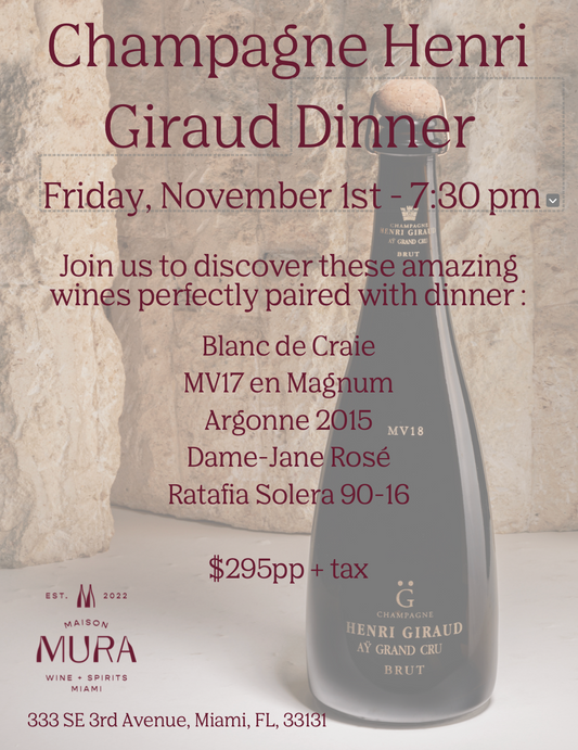 Champagne Henri Giraud Dinner - 11/01/2024 - 7.30pm